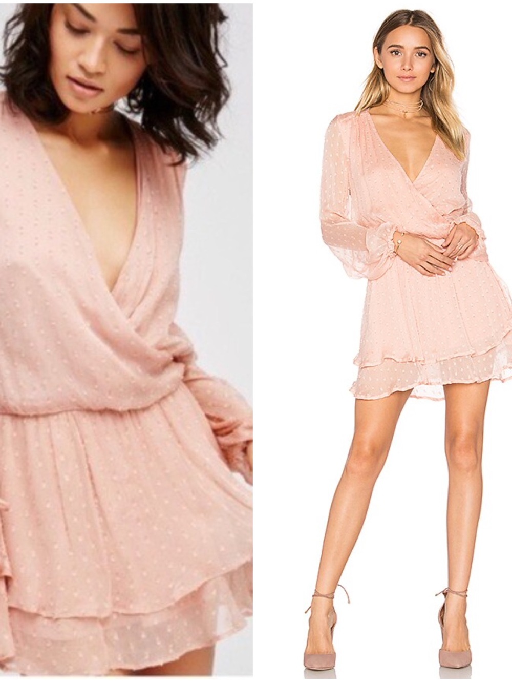 Free People Dahlia Pink Swiss Dot Mini Dress